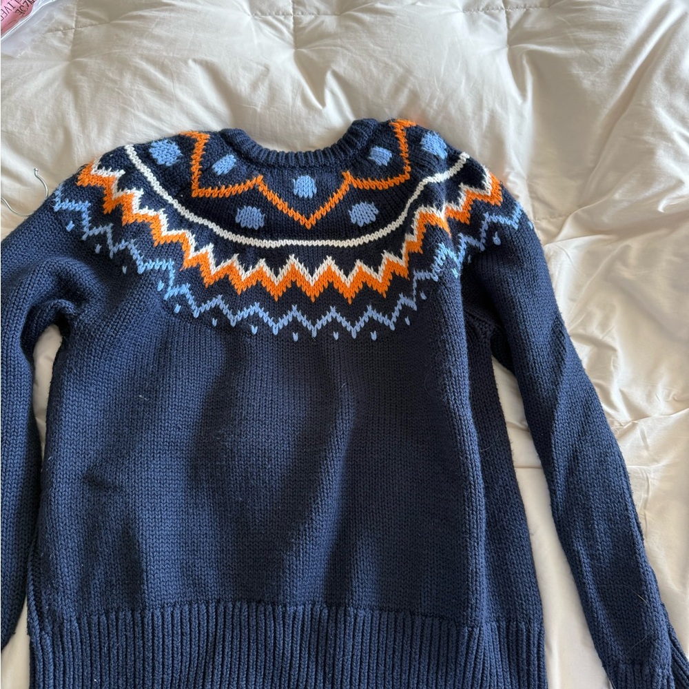 Tory Sport Navy and Orange Patterned Sweater